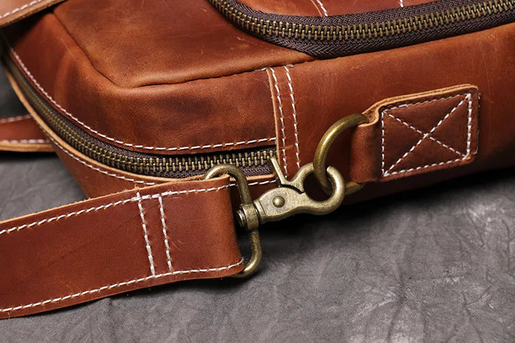 VICTOR — Sacoche Homme Professionnelle en Cuir Marron