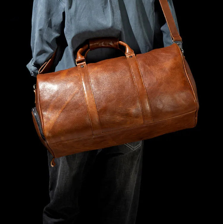 MAXIME — Sac de Voyage Homme en Cuir Marron Vintage