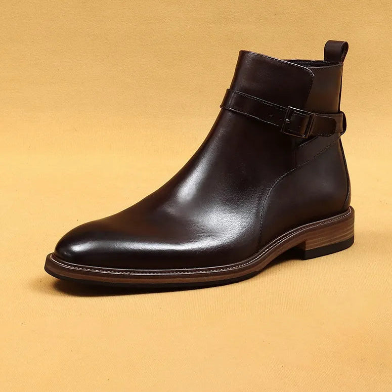 ARTHUR — Bottines en Cuir Lisse à Sangle Bouclée