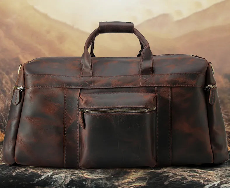 GABRIEL — Sac de Voyage Homme en Cuir Marron