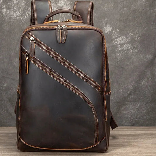 THOMAS — Sac à Dos Homme en Cuir Marron Foncé