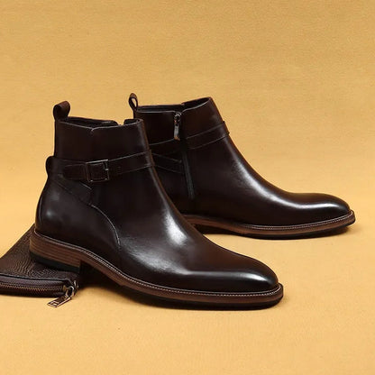 ARTHUR — Bottines en Cuir Lisse à Sangle Bouclée