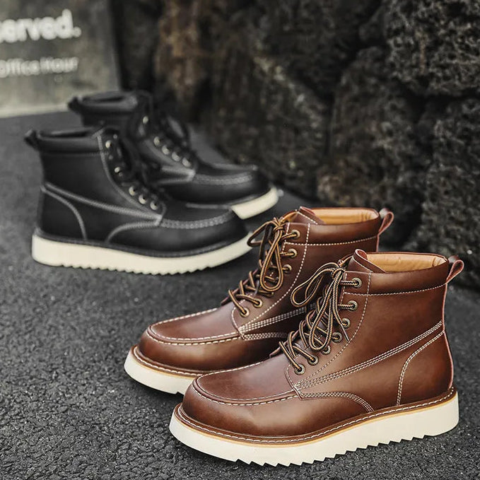 MARCEL — Bottines à Lacets en Cuir et Semelle Confort