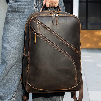 THOMAS — Sac à Dos Homme en Cuir Marron Foncé