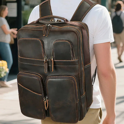 JULIEN — Sac à Dos Homme Vintage en Cuir Marron
