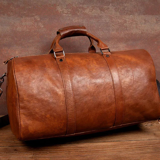 MAXIME — Sac de Voyage Homme en Cuir Marron Vintage