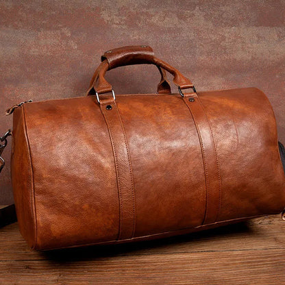 MAXIME — Sac de Voyage Homme en Cuir Marron Vintage