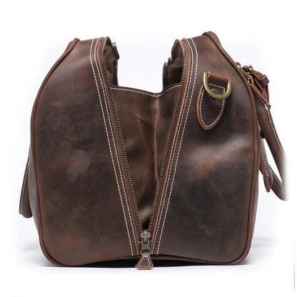 AUGUSTIN — Sac de Voyage Homme en Cuir Marron