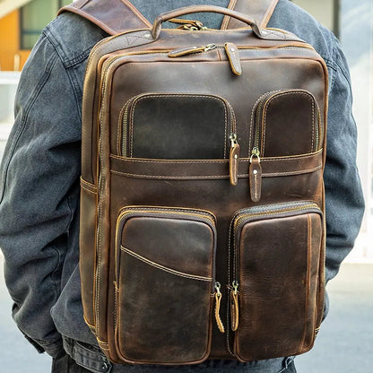 JULIEN — Sac à Dos Homme Vintage en Cuir Marron