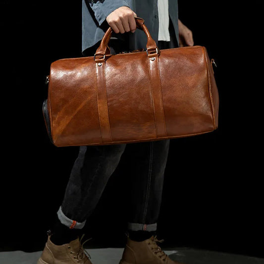 MAXIME — Sac de Voyage Homme en Cuir Marron Vintage