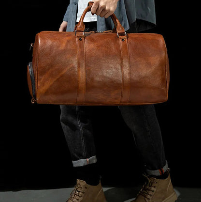 MAXIME — Sac de Voyage Homme en Cuir Marron Vintage