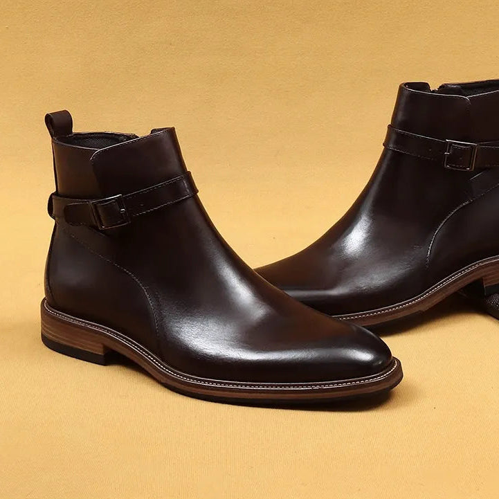 ARTHUR — Bottines en Cuir Lisse à Sangle Bouclée