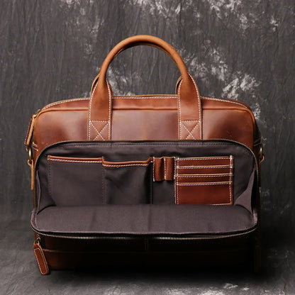 VICTOR — Sacoche Homme Professionnelle en Cuir Marron