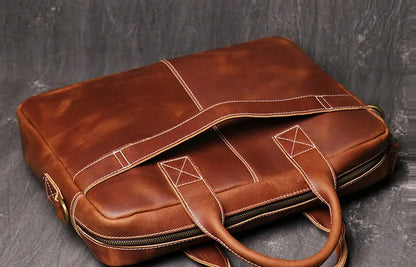VICTOR — Sacoche Homme Professionnelle en Cuir Marron