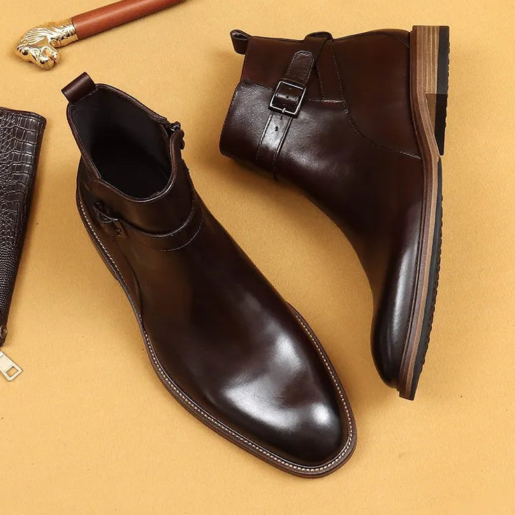 ARTHUR — Bottines en Cuir Lisse à Sangle Bouclée