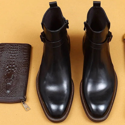 ARTHUR — Bottines en Cuir Lisse à Sangle Bouclée