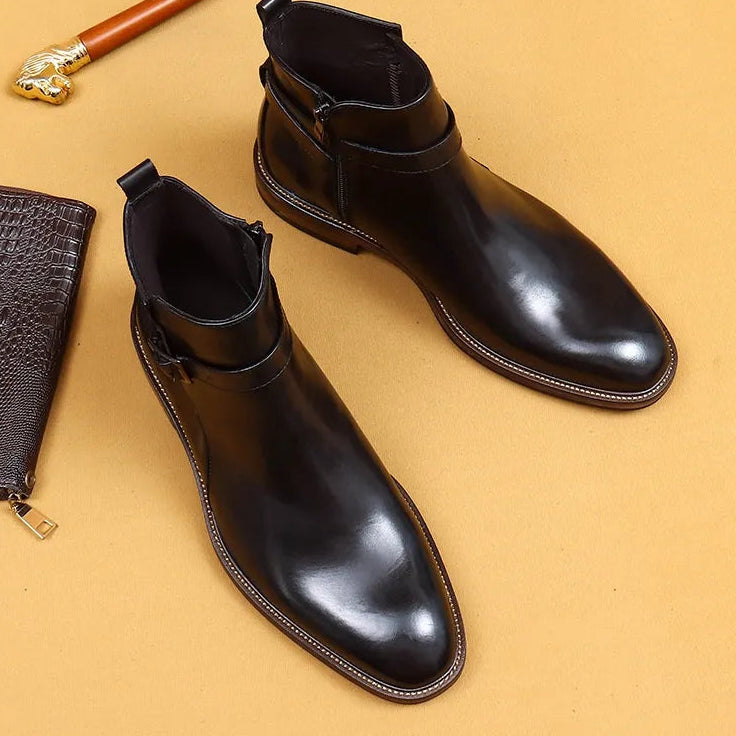 ARTHUR — Bottines en Cuir Lisse à Sangle Bouclée