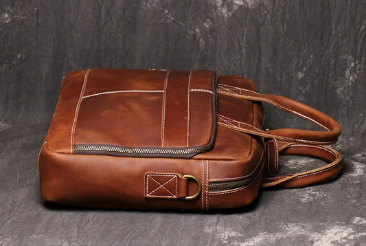 VICTOR — Sacoche Homme Professionnelle en Cuir Marron