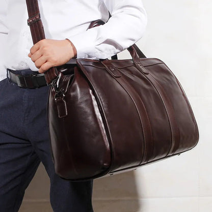 CHARLES — Sac de Voyage Homme en Cuir Marron