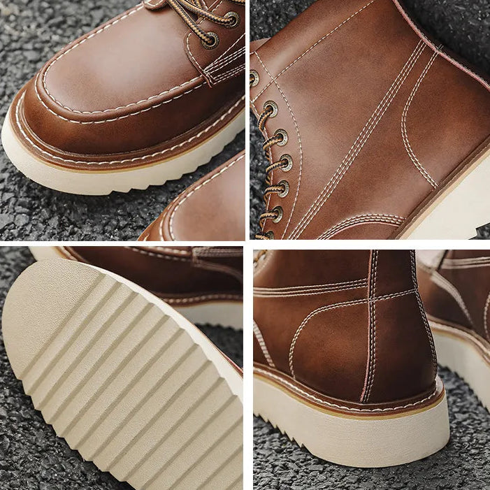MARCEL — Bottines à Lacets en Cuir et Semelle Confort