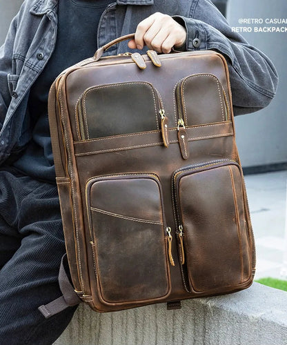 JULIEN — Sac à Dos Homme Vintage en Cuir Marron
