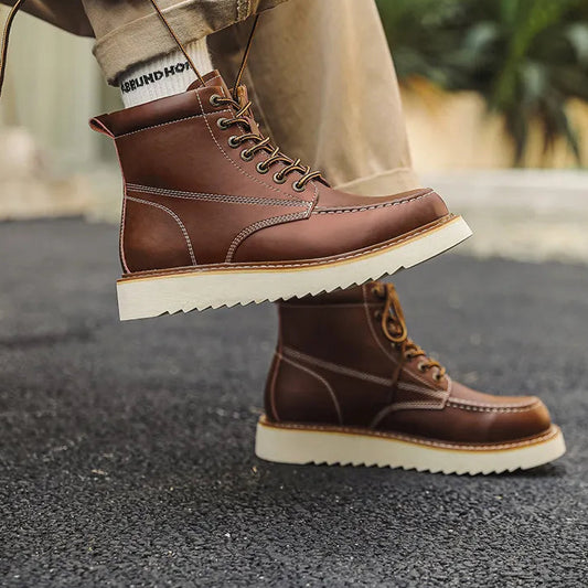 MARCEL — Bottines à Lacets en Cuir et Semelle Confort