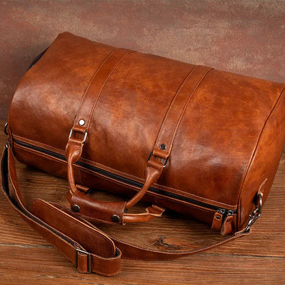 MAXIME — Sac de Voyage Homme en Cuir Marron Vintage