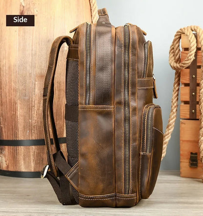 JULIEN — Sac à Dos Homme Vintage en Cuir Marron