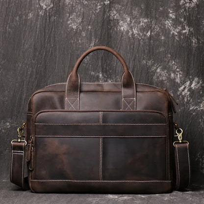 VICTOR — Sacoche Homme Professionnelle en Cuir Marron