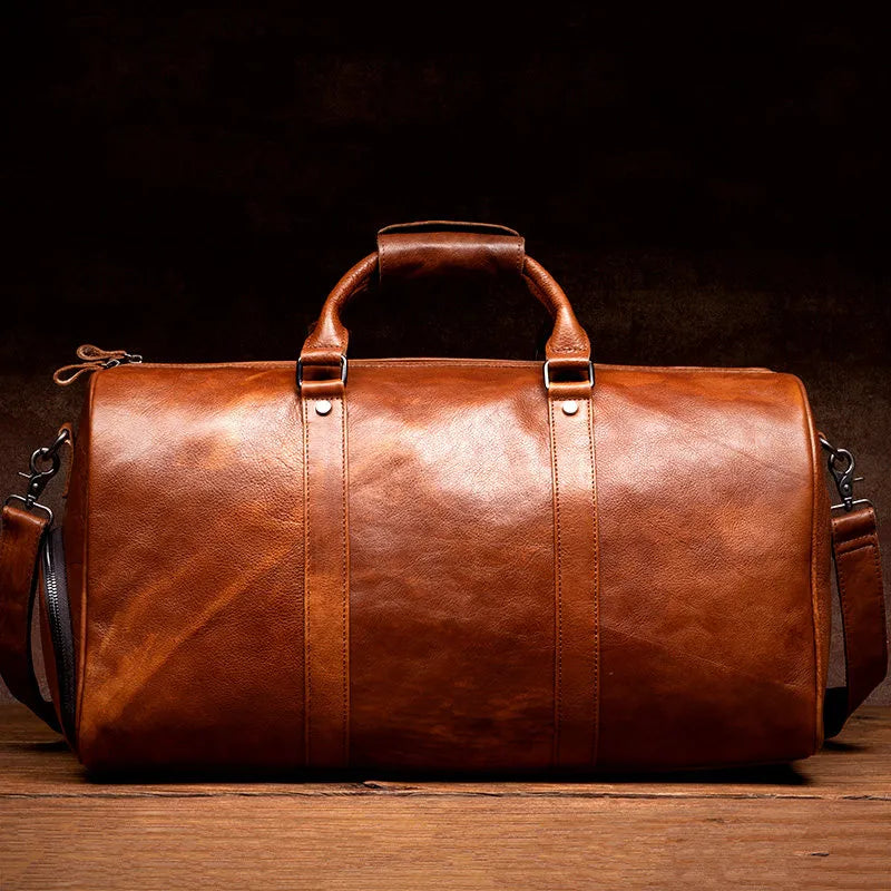 MAXIME — Sac de Voyage Homme en Cuir Marron Vintage