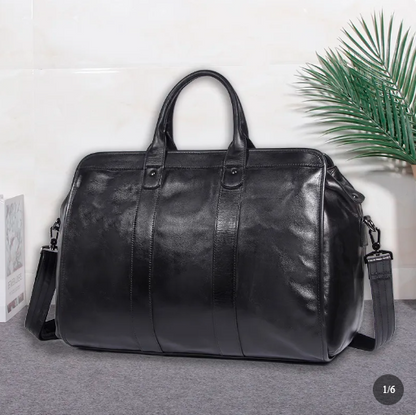 CHARLES — Sac de Voyage Homme en Cuir Marron