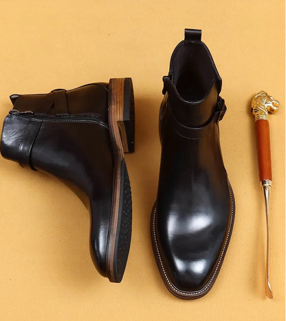 ARTHUR — Bottines en Cuir Lisse à Sangle Bouclée