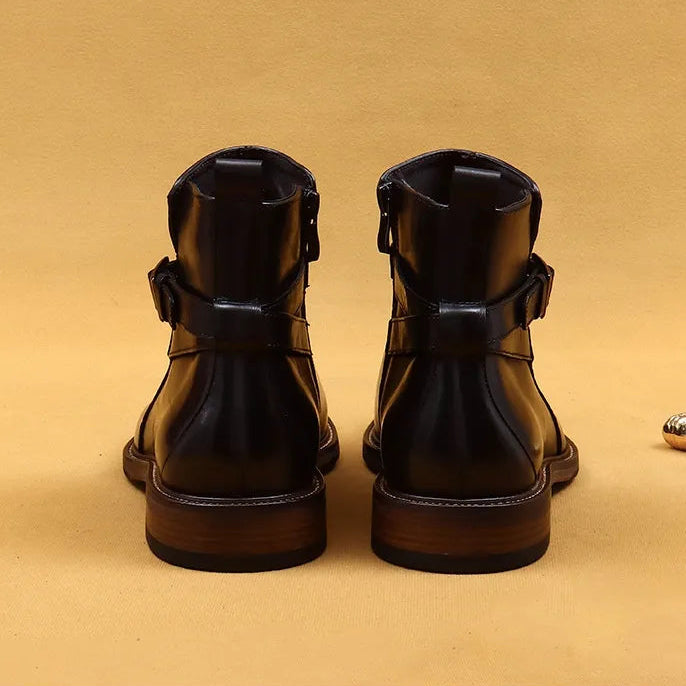 ARTHUR — Bottines en Cuir Lisse à Sangle Bouclée