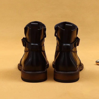 ARTHUR — Bottines en Cuir Lisse à Sangle Bouclée