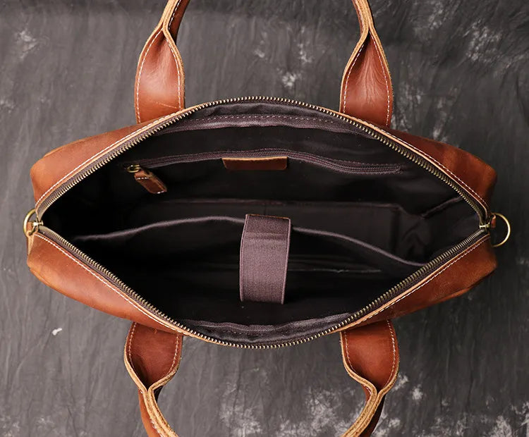 VICTOR — Sacoche Homme Professionnelle en Cuir Marron