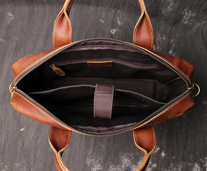 VICTOR — Sacoche Homme Professionnelle en Cuir Marron