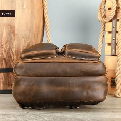 JULIEN — Sac à Dos Homme Vintage en Cuir Marron