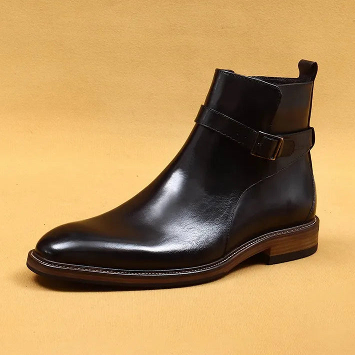 ARTHUR — Bottines en Cuir Lisse à Sangle Bouclée