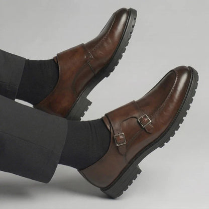 ADRIEN — Chaussures Homme à Boucles Élégantes Marron