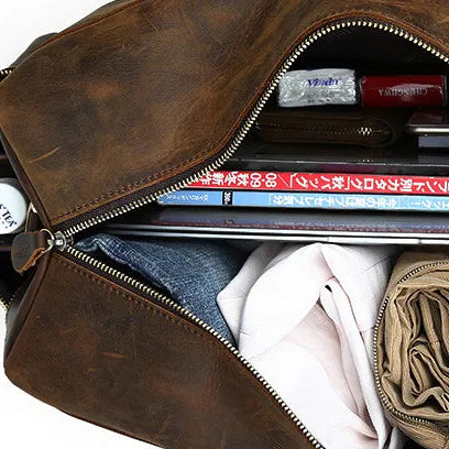 GABRIEL — Sac de Voyage Homme en Cuir Marron