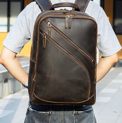 THOMAS — Sac à Dos Homme en Cuir Marron Foncé