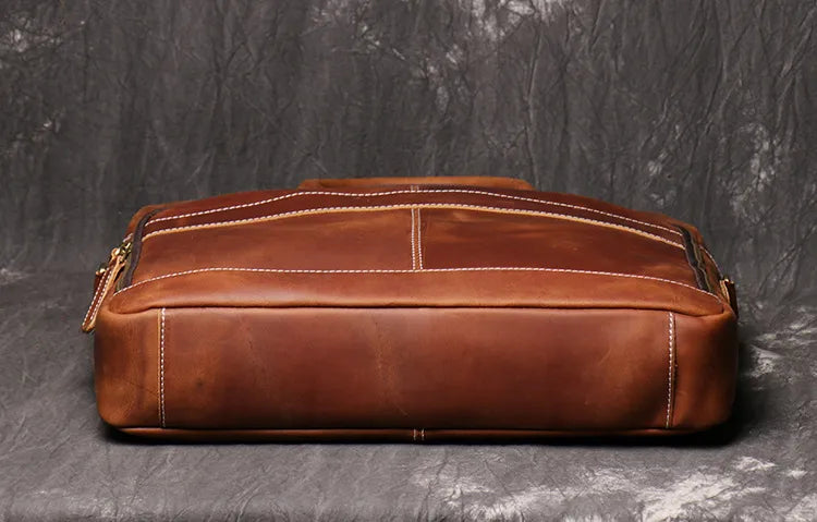 VICTOR — Sacoche Homme Professionnelle en Cuir Marron
