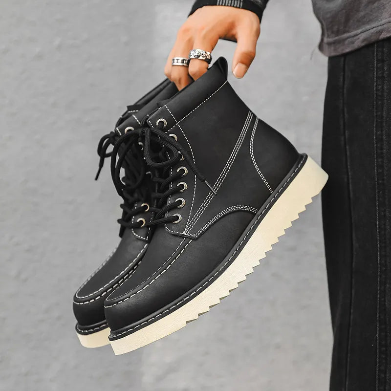 MARCEL — Bottines à Lacets en Cuir et Semelle Confort