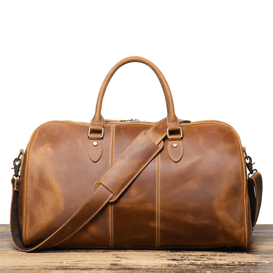 AUGUSTIN — Sac de Voyage Homme en Cuir Marron