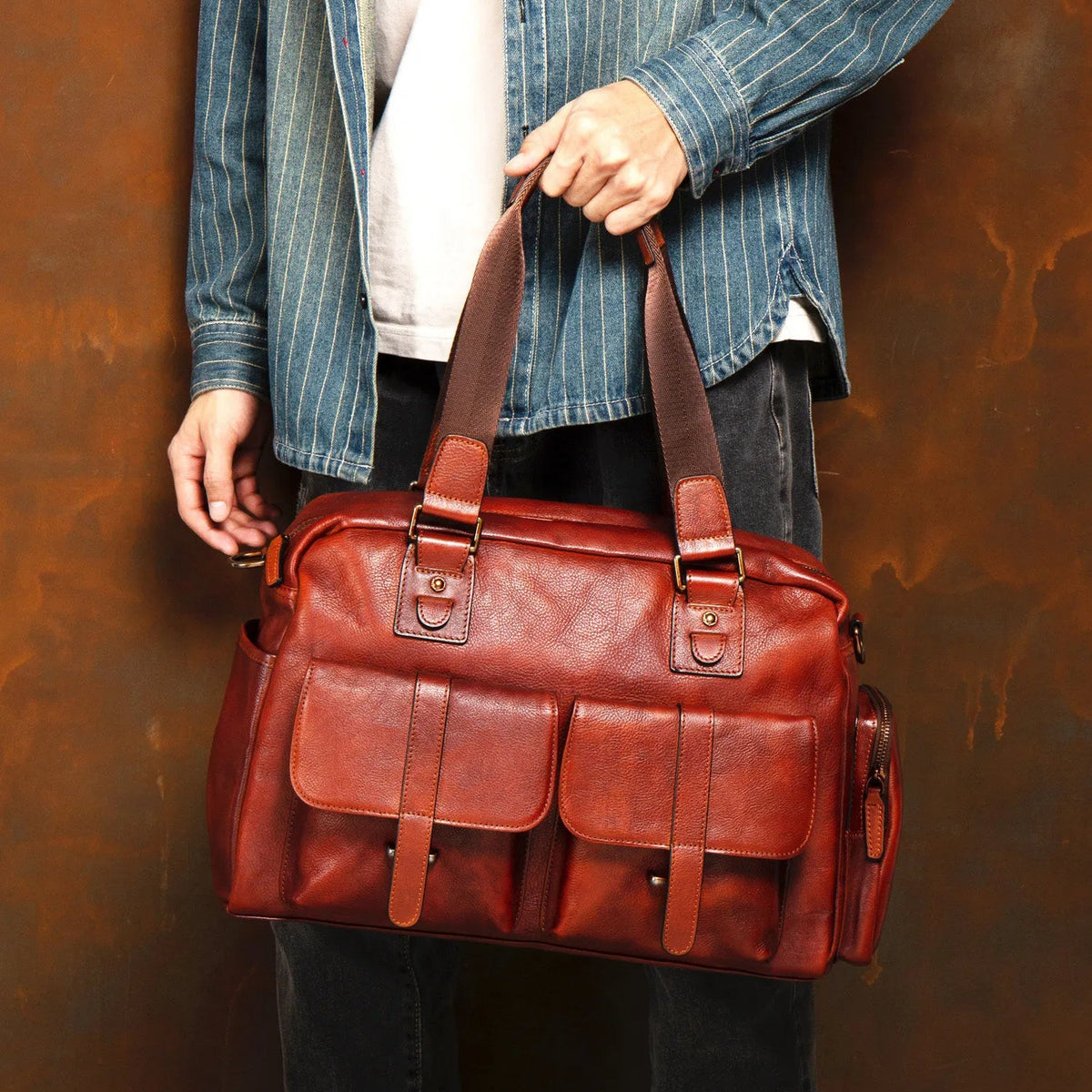 LOUIS — Sac à Dos Homme en Cuir Marron Vintage