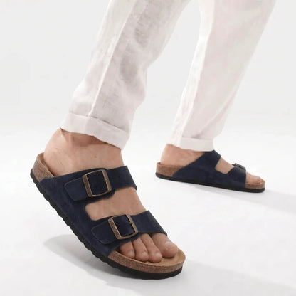 LUC — Sandales Homme à Double Boucle Bleu Marine