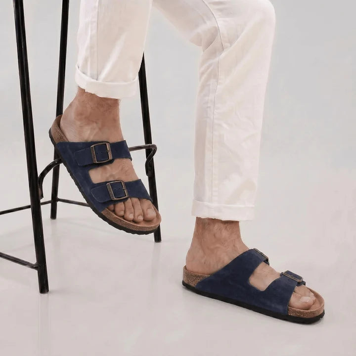 LUC — Sandales Homme à Double Boucle Bleu Marine